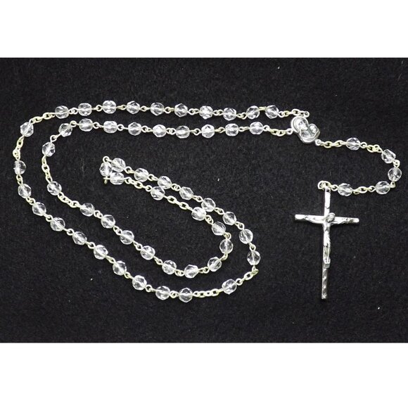VTG - Rosary Silver toned  and Iridescent crystal beads - Picture 1 of 4